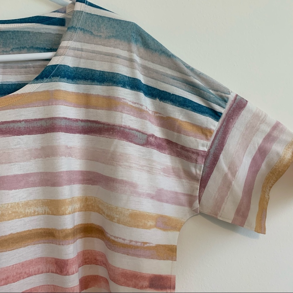 EST. 1946 Multicolored Striped Shirt with Tie in Front, Size Xlarge - Picture 3 of 5
